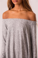 Mini Grey Ruched Casual Loose Dress Off Shoulder Solid Full Sleeve Dress 2016 Women Fall Casual New Autumn Dresses