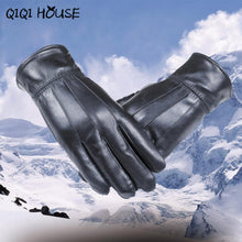 Motorcycle Gloves Mens'Genuine Leather Winter Driving Gloves Sports Running Warm Gloves Black Leather Luva De Couro#B817