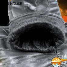 Motorcycle Gloves Mens'Genuine Leather Winter Driving Gloves Sports Running Warm Gloves Black Leather Luva De Couro#B817