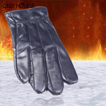 Motorcycle Gloves Mens'Genuine Leather Winter Driving Gloves Sports Running Warm Gloves Black Leather Luva De Couro#B817