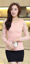 NEW Fall Brand Slim wild t-shirt women Bow Long-sleeved Lace t shirt Plus Size tops 9673