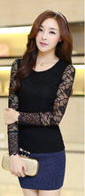 NEW Fall Brand Slim wild t-shirt women Bow Long-sleeved Lace t shirt Plus Size tops 9673