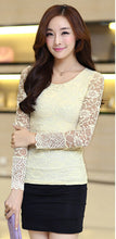 NEW Fall Brand Slim wild t-shirt women Bow Long-sleeved Lace t shirt Plus Size tops 9673