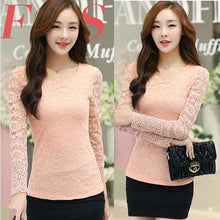NEW Fall Brand Slim wild t-shirt women Bow Long-sleeved Lace t shirt Plus Size tops 9673
