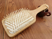 Natural Bamboo Paddle Cushion Massage Hair Brush Ball-Tipped Wooden Bristles