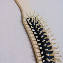 Natural Bamboo Paddle Cushion Massage Hair Brush Ball-Tipped Wooden Comb