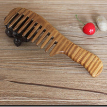 Natural Green Sandalwood Handmade Wide-tooth 4mm Pitch Tooth Wood Combs No Static Toothed Lice Comb Hair Care