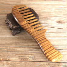 Natural Green Sandalwood Handmade Wide-tooth 4mm Pitch Tooth Wood Combs No Static Toothed Lice Comb Hair Care