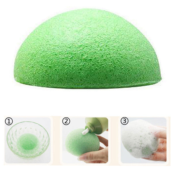 Natural Konjac Konnyaku Facial Puff Face Wash Cleansing Sponge Green