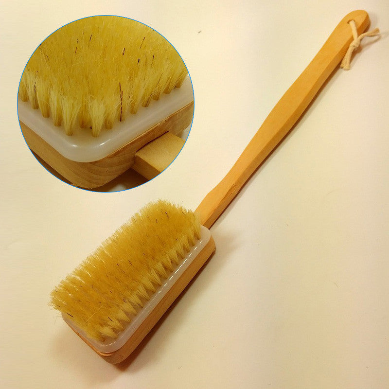 Natural Wooden Shower Body Bath Brush Massager Soft Bristles Sponge Bath Shower Spa Scrubber