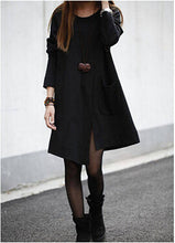 New 2014 Autumn Casual Women Solid Loose Long Sleeve Asymmetrical Dress Vestidos, Orange, Green, Black, M, L, XL,XXL 9631