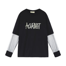 New 2017 Embroidery Letter Net Yarn Patchwork Fake two pieces Summer T Shirt Women Fashion T-shirts Tops Plus Size
