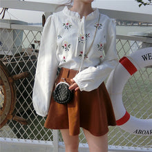 New 2017 Japanese style Summer Kawaii Floral Blouse Bow Tie Casual Ruffled Collar Shirt Cute Blusas Plus Size Women Tops 72521