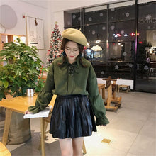 New 2017 Korean style Summer Elegant Bow Tie Blouse Turn-Down Collar Shirt Lantern Sleeve Blusas Women Tops 72516