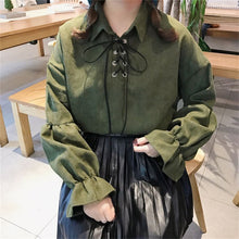 New 2017 Korean style Summer Elegant Bow Tie Blouse Turn-Down Collar Shirt Lantern Sleeve Blusas Women Tops 72516