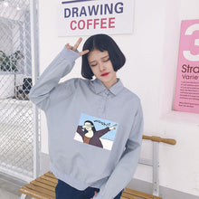 New 2017 Korean style Summer Kawaii Button Blouse Letter Cartoon Character Print Shirt Cute Blusas Plus Size Women Tops 72512