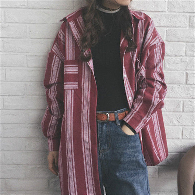 New 2017 Korean style Summer Kawaii Loose Blouse Button Casual Shirt Cute Steiped Blusas Plus Size Women Tops 72519