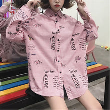 New 2017 Plus size Summer Spring Full Sleeve Cartoon Letter Print Striped Blouse Loose Shirt Cute Blusas Women Tops 72524