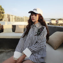 New 2017 Plus size Summer Spring Full Sleeve Floral Leaf Embroidery Blouse Turn-down Collar Shirt Cute Blusas Women Tops 72522