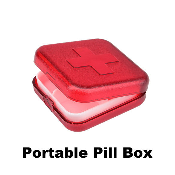 New 4 Slot Health Medicine Case Portable Organizer red color