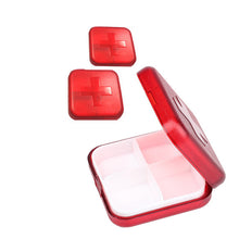 New 4 Slot Health Medicine Case Portable Organizer red color