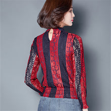 New Arrival 2017 Women Shirts Elegant Lace Blouse Striped Nine Quarter Sleeves Shirt Summer Spring Blusas Slim Tops 72579