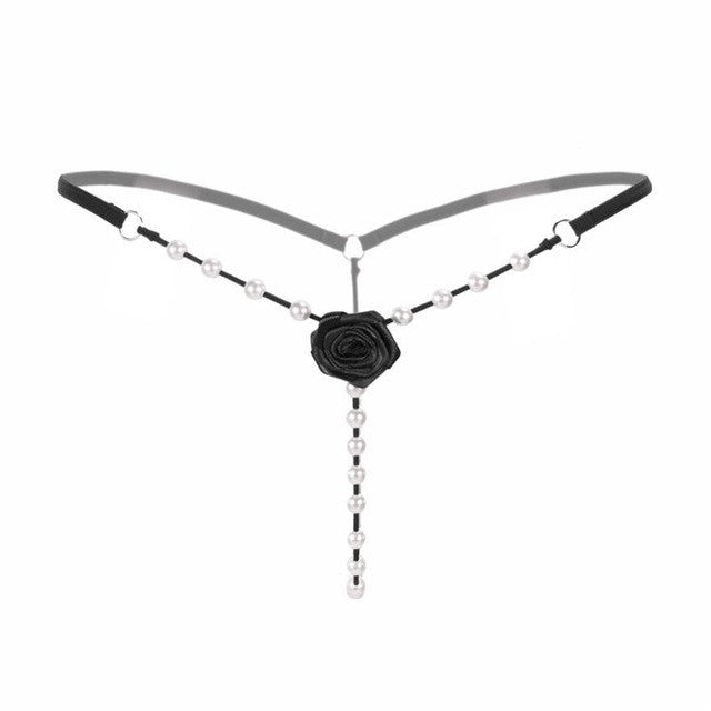 New Arrival Sexy Womens Underwear Pearl Flower G String And Thongs Sollid Low Waist G String Ladies Panties lenceria sexy mujer