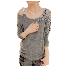New Autumn Winter Female Knitting Patchwork Sweater Plus Size Embroidery Thin Knitted Long Sleeve O-neck Pullovers 70249