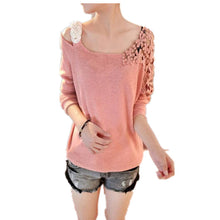 New Autumn Winter Female Knitting Patchwork Sweater Plus Size Embroidery Thin Knitted Long Sleeve O-neck Pullovers 70249