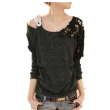 New Autumn Winter Female Knitting Patchwork Sweater Plus Size Embroidery Thin Knitted Long Sleeve O-neck Pullovers 70249