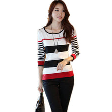 New Autumn Winter Female Patchwork Knitting Sweater Plus Size Thin Knitted Long Sleeve O-neck with Button Pullovers 70245