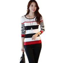 New Autumn Winter Female Patchwork Knitting Sweater Plus Size Thin Knitted Long Sleeve O-neck with Button Pullovers 70245