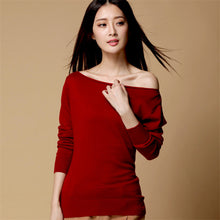 New Cashmere Sweater Women Female Knitted Sweaters Long Sleeve Pullovers Women Slash Neck Sweater 5 Colors High Quality 70110