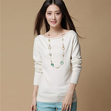 New Cashmere Sweater Women Female Knitted Sweaters Long Sleeve Pullovers Women Slash Neck Sweater 5 Colors High Quality 70110