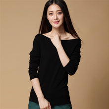 New Cashmere Sweater Women Female Knitted Sweaters Long Sleeve Pullovers Women Slash Neck Sweater 5 Colors High Quality 70110