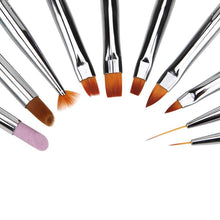 New Designer 10Pcs Different Sizes Copper Handle Nail Art Brush Set Design Nail Brushes Nylon Material Anne