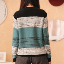 New Fashion Female Pullovers Knitted Long Sleeve O-neck Winter Autumn Patchwork Sweaters Hot Sale 70057