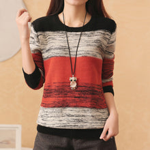 New Fashion Female Pullovers Knitted Long Sleeve O-neck Winter Autumn Patchwork Sweaters Hot Sale 71978