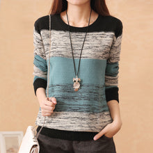 New Fashion Female Pullovers Knitted Long Sleeve O-neck Winter Autumn Patchwork Sweaters Hot Sale 71978
