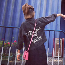 New Fashion Letter Print Outwear Full Sleeve Turn-down Collar Coat Single Breasted Jacket With Button Denium Streetwear 71722