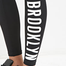 New Fashion Letter Printed Skinny Elastic Waist Pants Plus Size Full Length Pencil Pants 70202