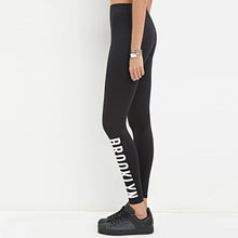 New Fashion Letter Printed Skinny Elastic Waist Pants Plus Size Full Length Pencil Pants 70202