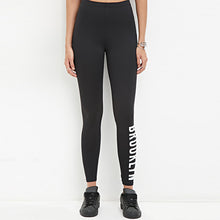 New Fashion Letter Printed Skinny Elastic Waist Pants Plus Size Full Length Pencil Pants 70202