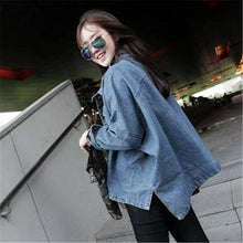 New Fashion Outwear Full Batwing Sleeve Turn-down Collar Coat Single Breasted Jacket With Button Denium Streetwear 71721