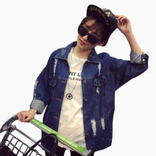 New Fashion Outwear Full Sleeve Turn-down Collar Coat Single Breasted Jacket With Hole and Button Denium Streetwear 71720