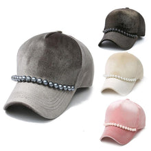 New Fashion Pearls Baseball Cap Women Luxury Solid Cotton Adjustable Hip-Hop Snapback Hats Women Winter Spring Autumn 2017 &02