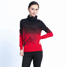 New Fashion Women Pullovers 2015 Autumn Turtleneck Tree Pattern Print Gradient Plus Size SweatersCasual Knitted Tops 70104