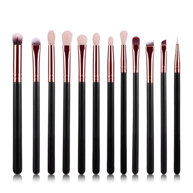 New Hot 12Pcs Cosmetic Brush Makeup Brush Sets Kits Tools wool fiber + aluminum + wooden handle maquiagem pinceis 2017 Anne