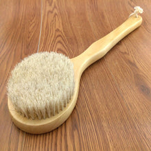 New Natural Bristle Long Horse Hair Handle Wooden Wood Bath Shower Body Back Brush Spa Scrubber