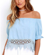 New Shirt Hollow Out Plus Size Blouse Casual Short Sleeve Blouses Slash Neck Blusas Femininas Crop Tops 71780